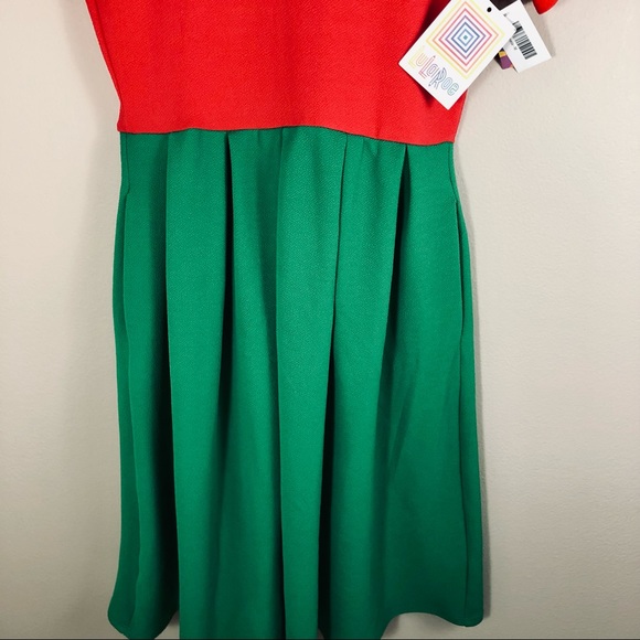 NWT Lularoe red and green Fruit Punch Amelia dress w pockets women’s size Medium - Picture 3 of 6